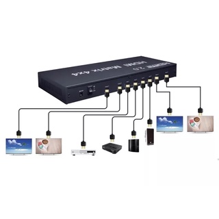 กล่องเอชดีเอ็มไอ hdmi เข้า4 ออก4 Splitter / Switch 4K V2.0 4x4 Matrix รองรับ 4K 60HZ HDCP Video Switcher Converter