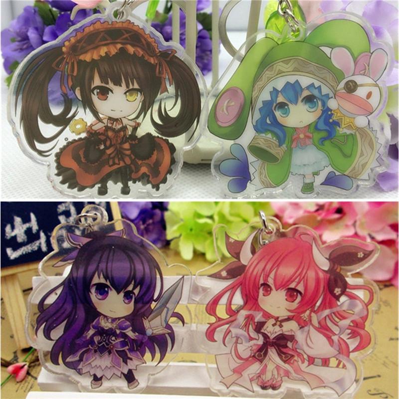 DATE A LIVE Anime Keychain Acrylic KeyRing Figure Pendant