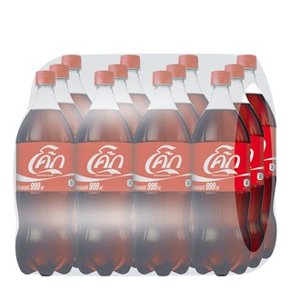 โค้ก เครื่องดื่มน้ำอัดลม ขนาด 999 มล. แพ็ค x 12 ขวด Coke Soft Drink 999 ml. Pack x 12 bottles