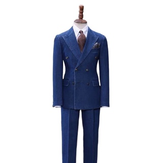 tailor made plus size business man suit 2 pieces mens suits Jeans