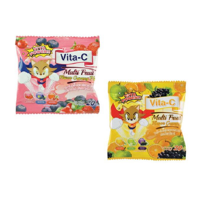 Vita-C Multi Fruit Gummy เยลลี่ผลไม้ผสมวิตามินซี ลูทีน บิลเบอร์รี่
