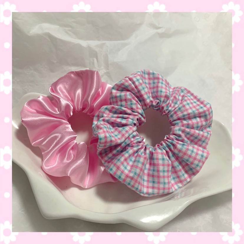 Original French girl net red pink floral hair ring BM simple retro pig ...