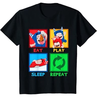 เสื้อยืดพิมพ์ลายprintingเสื้อยืด พิมพ์ลาย Oddbods Eat Play Sleep Repeat Fuse Pogo Friends สําหรับเด็กผู้ชายS-4XL