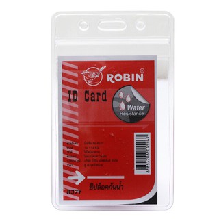 ป้ายชื่อพลาสติก แนวตั้ง สีใส (แพ็ค12อัน) โรบิน R37Y/Clear Plastic Vertical Label (12 / Pack) Robin R37Y