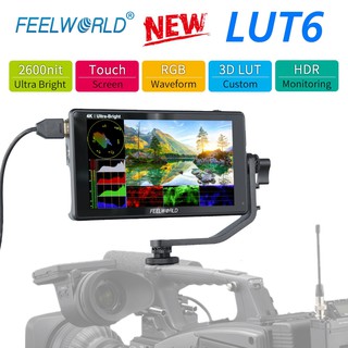 Feelworld LUT6 จอแสดงผล 4K HDMI ขนาด 6 นิ้ว, หน้าจอสัมผัส 3D LUT, หน้าจอภายนอกของกล้อง