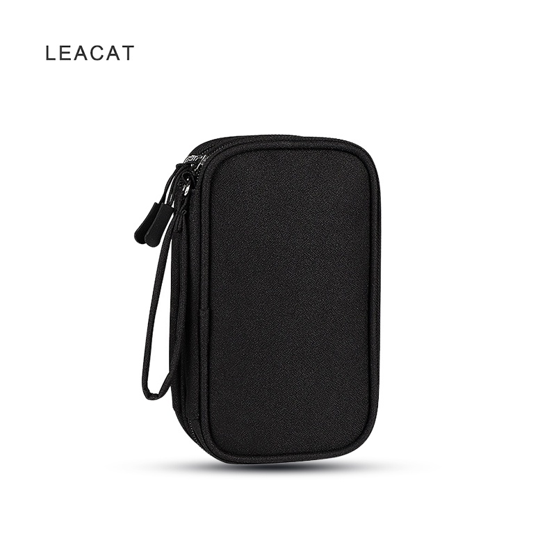 Leacat กระเป๋าจัดเก็บสายเคเบิล USB สองชั้น แบบพกพา