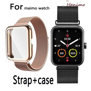 สําหรับ Maimo Smart Watch Strap สเตนเลส สายรัดข้อมือ แม่เหล็ก โลหะ สําหรับ Maimo Smart Wacth เคส Maimo Watch เคสนาฬิกา ฟิล์มกันรอยหน้าจอ