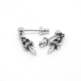 Chrome Hearts Sterling Silver 925 เครื่องประดับเงินแท้ ต่างหู Dagger Drop Earring Code:CED030