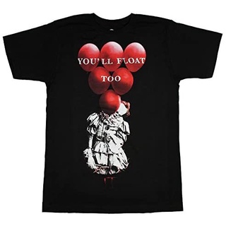 เสื้อยืดพิมพ์ลายตัวอักษร IT Pennywise ตัวอักษรภาพยนตร์สยองขวัญสําหรับผู้หญิง