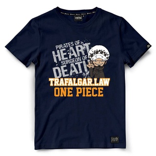 ✔☞▷HH เสื้อยืดวันพีช One Piece LAW-1094-NV เสื้อยืดผ้าฝ้าย