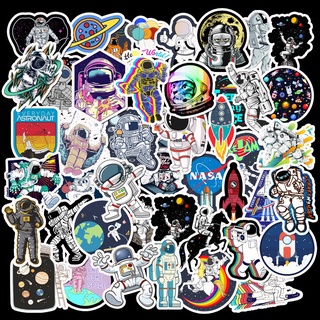 50PCS Astronaut Cartoon Space Journey Flying Saucer Graffiti Luggage Waterproof Stickers