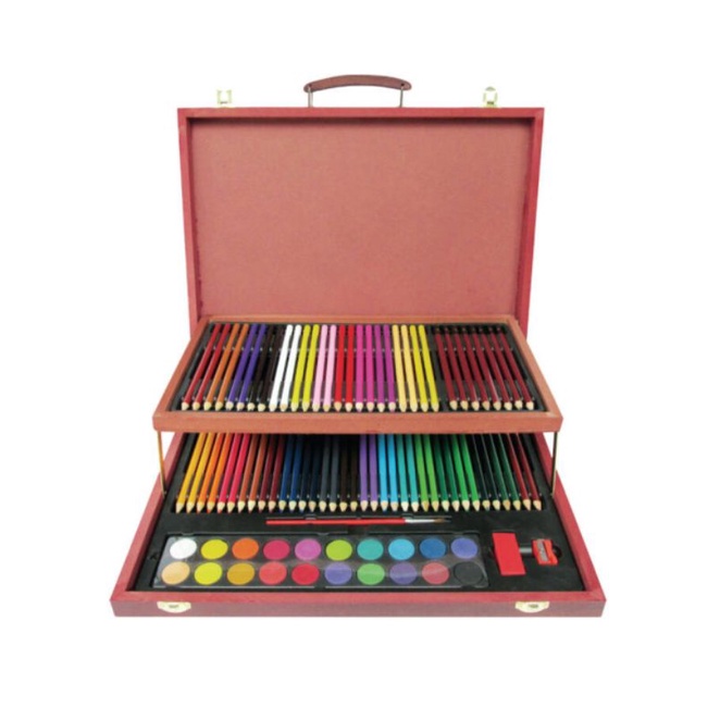 ชุดเซตสีกล่องไม้หนา Lucky Crown  Mixed Media Art Set รวม 91 ชิ้น