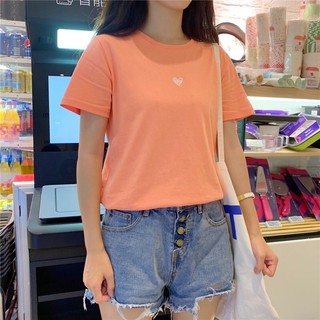 🧡เสื้อยืดสีส้มสะท้อนแสง,ม่วง งานเกาหลีผ้ายืดเด้ง มือ1