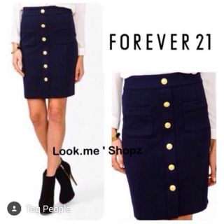 Forever21 : Navy Blue Button Pencil Skirt