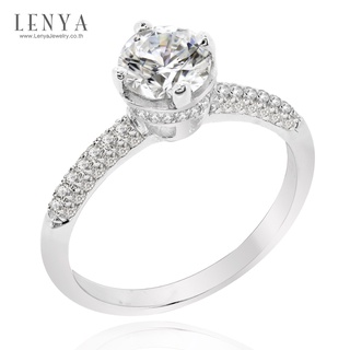 Lenya Jewelry  แหวนเพชรDiamondLike ชูเพชรเม็ดหลักสวยเด่น เน้นเรียบหรู ดูเก๋ไก๋ ตัวเรือนเงินแท้ชุบทองคำขาว