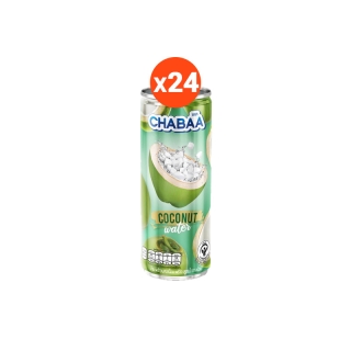 [ส่งฟรี] CHABAA CAN น้ำมะพร้าว 70% ผสมเนื้อมะพร้าว สูตรน้ำตาลน้อย ขนาด 230 มล. ยกถาด (24 กระป๋อง)