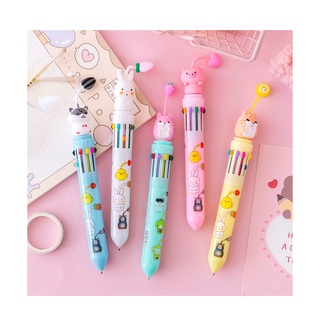 ปากกาลูกลื่น 4 สี ปากกาหลายสี ปากกาแบบกด ปากกาหัวการ์ตูน ปากกา ปากกาแฟนซี ปากกาน่ารัก เครื่องเขียน คละสี