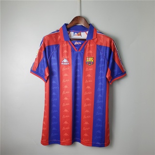 เสื้อกีฬาแขนสั้น ลายทีมชาติฟุตบอล Barcelona Home 96-97 สไตล์วินเทจ