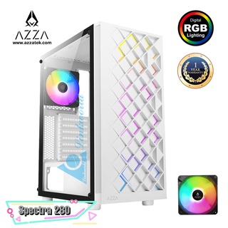 CASE (เคสเกมมิ่ง) AZZA Spectra 280WHITE  (200H-01) Computer Caseประกัน 3ปี (แถมพัดลม 1 ตัว)