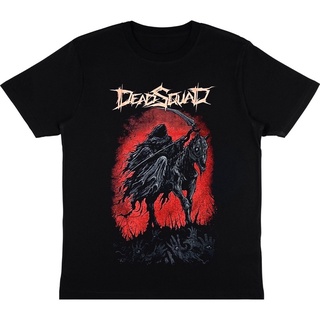 เสื้อยืดสีขาวเสื้อยืด พิมพ์ลาย Deadsquad CURSE OF THE BLACK พลัสไซซ์ | เสื้อยืดโลหะ DEADSQUAD BAND | เสื้อผ้าโลหะ สีดําS