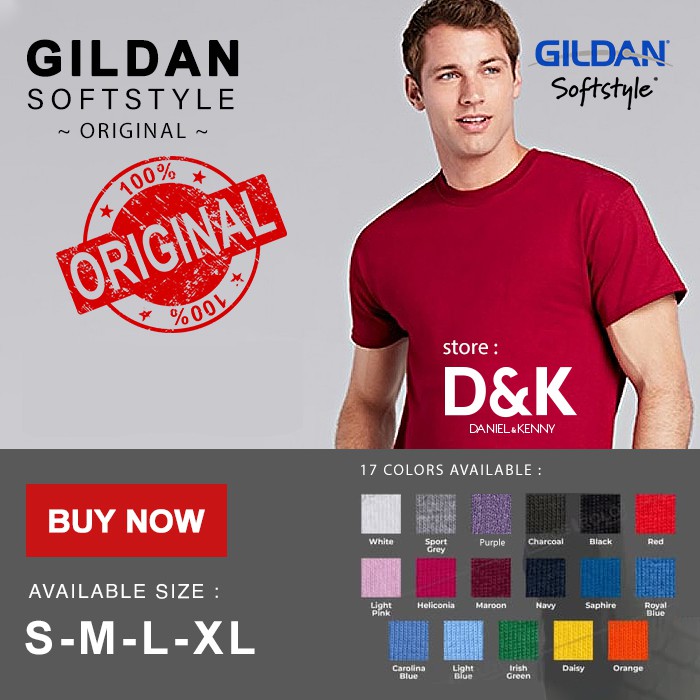 เสื้อยืดโปโล ลาย Polos 63000 Gildan Softstyle สีพื้น (S M L XL) West Jakarta