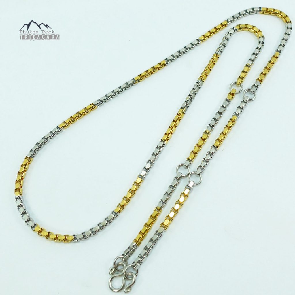 U50 สองกษัตริย์ ลายผ่าหวาย ขัดเหลี่ยม สร้อยคอ แขวนพระ สร้อยสแตนเลส สร้อยพระ stainless necklace - รูปที่ 3