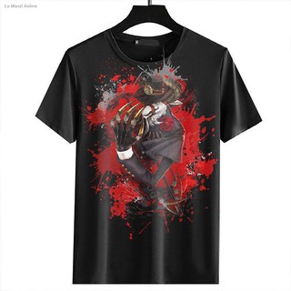 เสื้อยืดลำลองตัวละครอนิเมะ☏Undead King Anzurgong เสื้อผ้าอุปกรณ์ต่อพ่วงแขนสั้นเสื้อยืดสีดำการปรับแต่งS to4XL