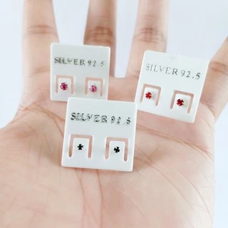 ต่างหูเงินแท้ Square Bezel Earrings 92.5% (เตยเหลี่ยม)