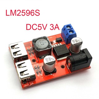 โมดูลสเต็ปดาวน์ 9V / 12V / 24V / 36V ถึง 5V DC-DC Car Charging Solar 3A Regulated Power Supply Module LM2596 LM2596S Dual USB DC-DC 9V 12V 24V 36V to 5V 3A Step Down Buck Converter Board Car Charger Solar Power Supply Module