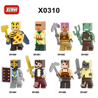 บล็อคตัวต่อ รูป My World Minifigures Minecraft ของเล่นเสริมการเรียนรู้เด็ก X0310