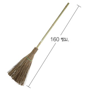 ไม้กวาดทางมะพร้าว ด้ามยาว Broom with coconut handle, long handle