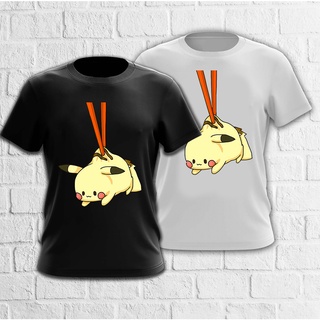 Mashoo การ์ตูน Pikachu ร่วมแบรนด์การออกแบบกราฟิกเสื้อยืดสีดําและสีขาวหลวม unisex สั้นแขนสั้นขนา U1}