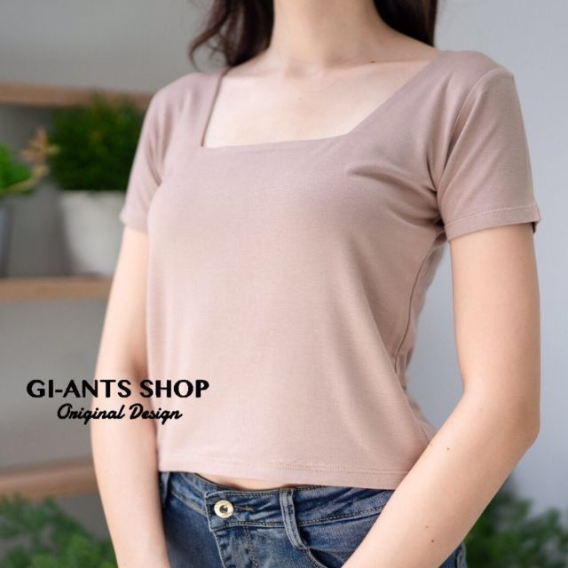 🔥ลดทั้งร้าน50%👩‍🎨 #เสื้อยืด ป้ายGI-ANTS คอเหลี่ยม อกได้ถึง 38" ยาว18.5"#เสื้อเรย่อน ผ้าดีมาก #เสื้อร