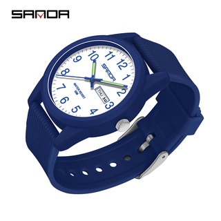 Sanda นาฬิกาข้อมือควอตซ์ดิจิทัล หน้าจอ LED สีพื้น สไตล์โรแมน…