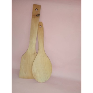 ทัพพีไม้  มีรูแขวน 1x2ชิ้น คละแบบ WOODEN SHOVEL  TL06975 ไท้เล้ง