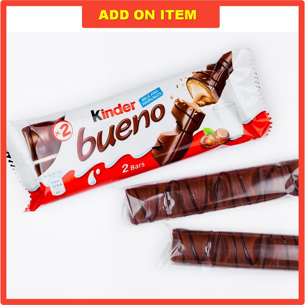 Chocolate KINDER BUENO 43g สําหรับกล่อง Chocolate Kinder Bueno Milk Chocolate Covered Wafer With Smo