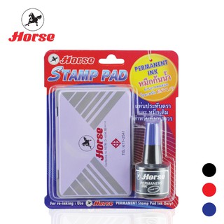 แท่นประทับตรา แท่นประทับ ตราม้า No.2 + หมึกเติมแท่น ชนิดกันน้ำ Horse *มีให้เลือก 3 สี* ดำ/แดง/น้ำเงิน (1 ชุด)