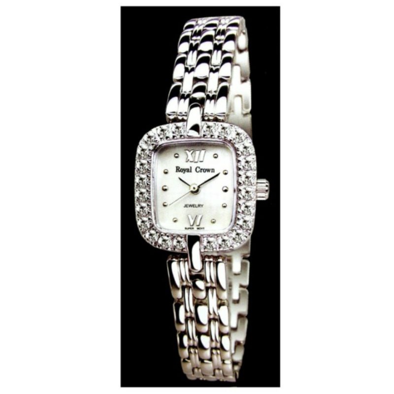 Royal Crown นาฬิกาข้อมือผู้หญิง สายสแตนเลส ประดับเพชร cz อย่างดี รุ่น 3603 (Silver)