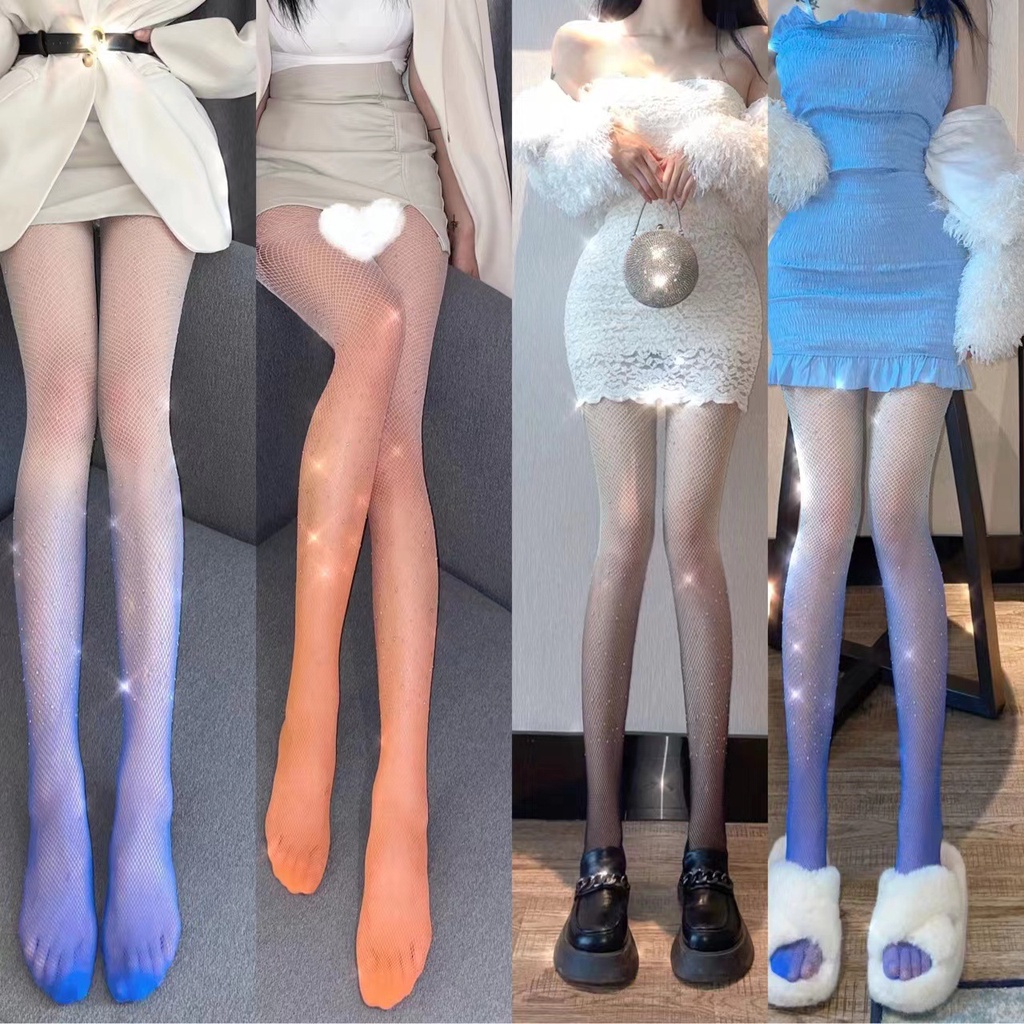 Gradient Pantyhose Girls New Style Fishnet Stockings Diamond Stockings Fashion Summer Sexy Shiny Sto