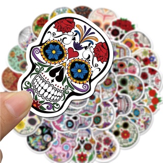 พร้อมส่ง！หัวกะโหลก Skull สติกเกอร์กันน้ำรูปแบบที่แตกต่างกัน สเก็ตบอร์ด 50 ชิ้น sticker