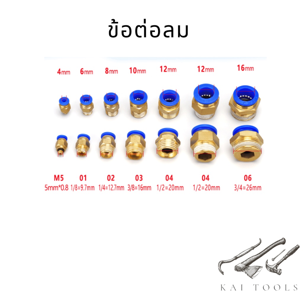 ข้อต่อลม SPC ต่อตรง เสียบสายลมด้านนึง อีกด้านเกลียวนอก สินค้าพร้อมส่ง – โปรปัง