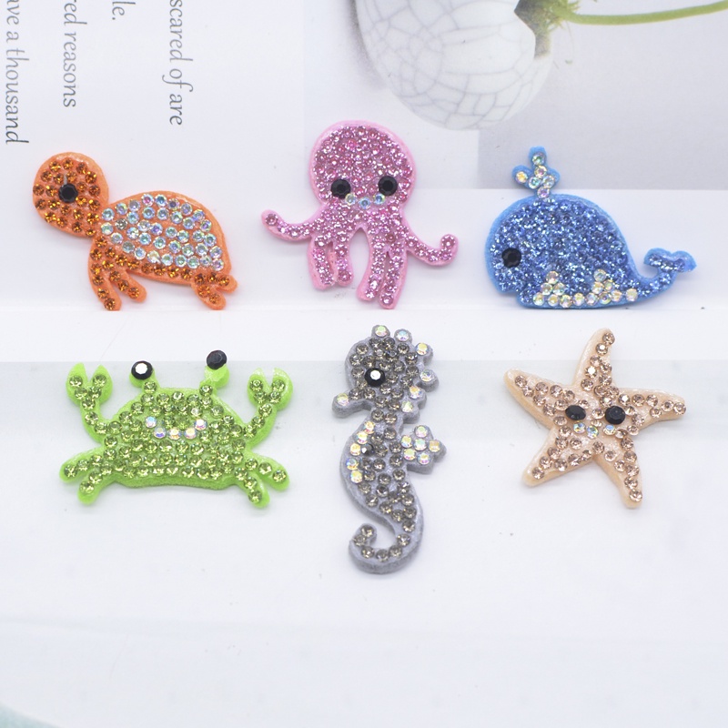 24 ชิ ้ นสัตว ์ ทะเลแพทช ์ ปลาดาวปลาหมึกยักษ ์ คริสตัล Rhinestone Appliques