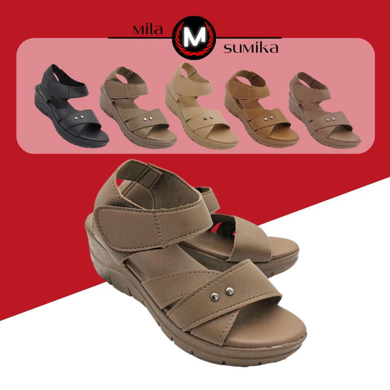 Sumika Women Wedges Stylish Straps Wedges / Kasut Perempuan Wedges 55-1231