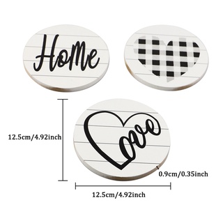 3pcs Round Gift Bedroom Home Decor Wall Hanging Rustic Love Printed Wooden Sign