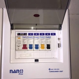 PJR **มีขายส่ง** ตู้คอนซูมเมอร์ NANO ตู้ไฟ โหลด ตู้กันดูด เมน 5 ช่อง(พร้อม RCBO+ลูกย่อย4ลูก) 32/50/63 A รุ่น NANO PLUS
