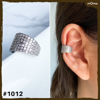 1012 Earcuff ต่างหูเกี่ยวเกาหลี ชุบทองคำขาว เพชรแท้ cz คุณภาพดี หรูหรา โดดเด่นเป็นประกาย