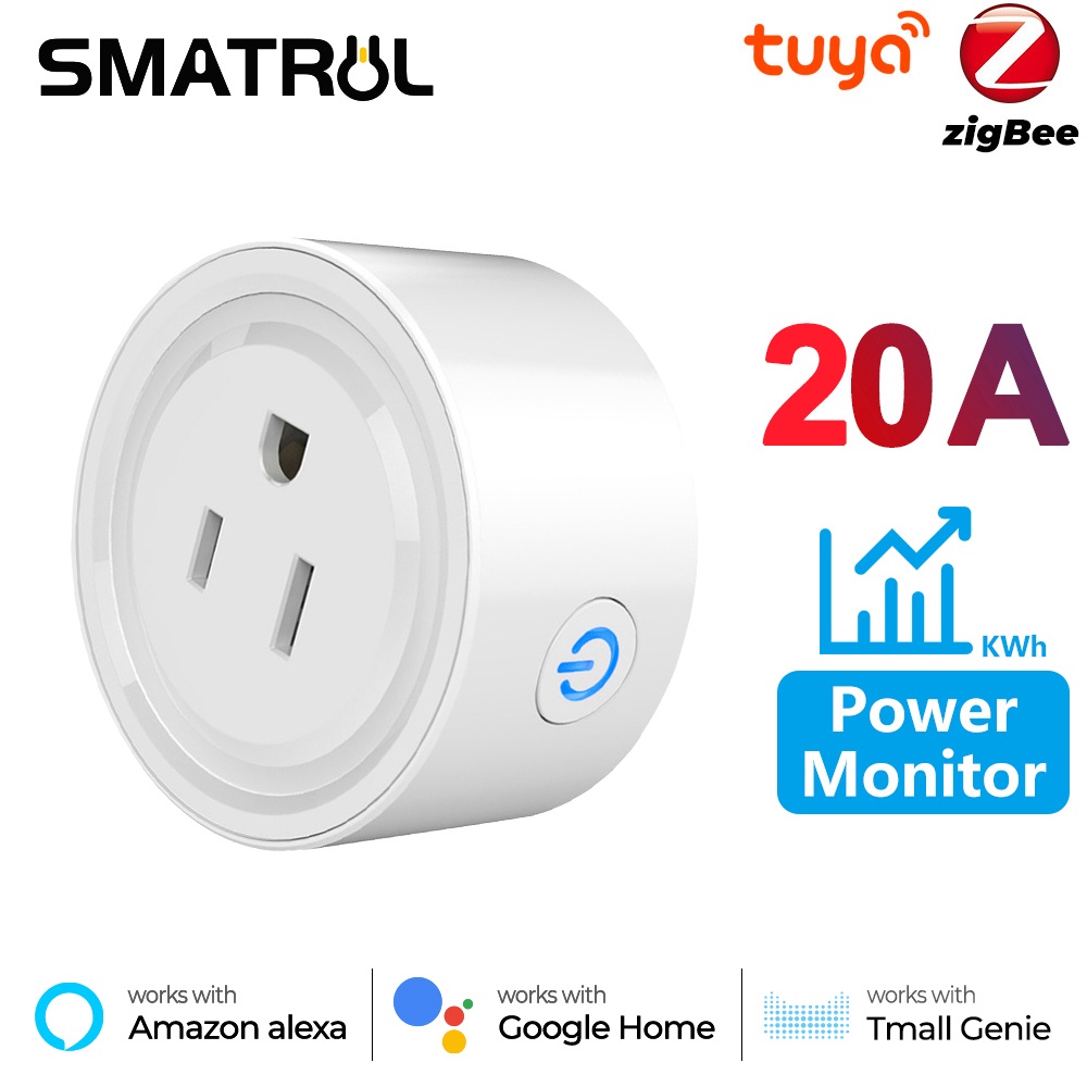 Smatrul เต้าเสียบปลั๊กไฟอัจฉริยะ 20A 16A Tuya Zigbee ควบคุมแบบไร้สาย US พร้อมตัวจับเวลาพลังงาน สําหรับ Alexa Google Home