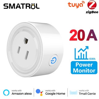 Smatrul เต้าเสียบปลั๊กไฟอัจฉริยะ 20A 16A Tuya Zigbee ควบคุมแบบไร้สาย US พร้อมตัวจับเวลาพลังงาน สําหรับ Alexa Google Home