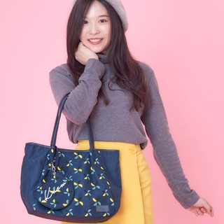 2way Tote ลาย Bloomสีกรมท่า สกรีนชื่อได้