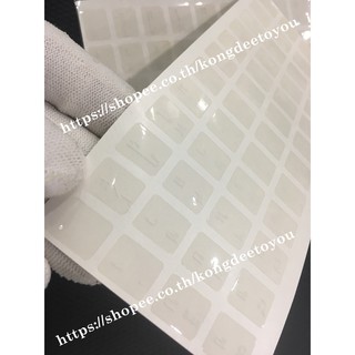 สติ๊กเกอร์คีย์บอร์ด พื้นสีใสตัวหนังสือสีขาว  ภาษาไทย / Thai …